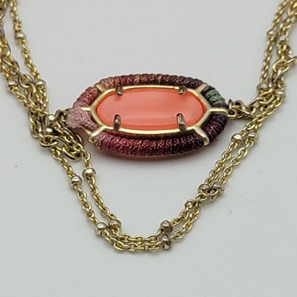 Vintage Kendra Scott Orange Stone Bracelet Gold Tone Multi Chain 7" Adjustable - Picture 4 of 6